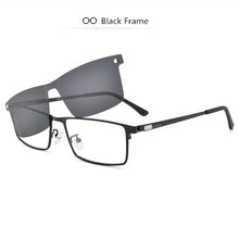 Load image into Gallery viewer, Men&#39;s Full Business Glasses Frames, Spring Legs Integrated Clips Myopia Polarized Sunglasses, Magnetic Clip Metal Eyewear SC001