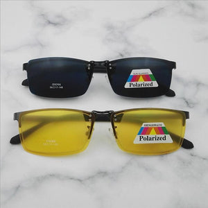 Men's Half Business Frame,  Myopia Polarized Magnetic Sleeve Mirror Frame Night Vision Goggle Myopia Sunglasses Clip S9266