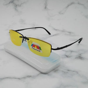 Men's Half Business Frame, Myopia Polarized Magnetic Sleeve Mirror Frame Night Vision Goggle Myopia Sunglasses Clip S9265