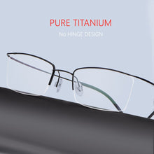 Load image into Gallery viewer, Men&#39;s Hingeless Half Frame β Titanium Ultra Light Pure Titanium Spectacle Frame Myopia Spectacle Frame Optical Eyeglasses Frame