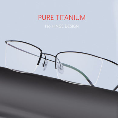Men's Hingeless Half Frame β Titanium Ultra Light Pure Titanium Spectacle Frame Myopia Spectacle Frame Optical Eyeglasses Frame