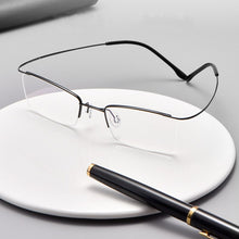 Load image into Gallery viewer, Men&#39;s Hingeless Half Frame β Titanium Ultra Light Pure Titanium Spectacle Frame Myopia Spectacle Frame Optical Eyeglasses Frame