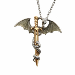 Men's Luminous Sword Dragon Necklaces Metal Animal Glow In The Dark Necklaces & Pendants Fashion Jewelry Accessories