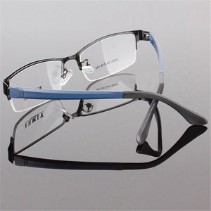 Men's Metal Frame Clear Lens Half Rim Eyewear Glasses 3 Colors Spectacles