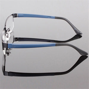Men's Metal Frame Clear Lens Half Rim Eyewear Glasses 3 Colors Spectacles