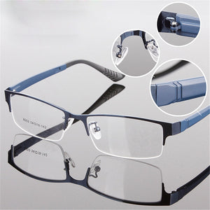 Men's Metal Frame Clear Lens Half Rim Eyewear Glasses 3 Colors Spectacles