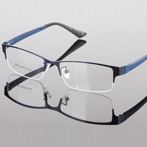 Men's Metal Frame Clear Lens Half Rim Eyewear Glasses 3 Colors Spectacles