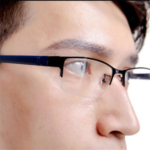 Men's Metal Frame Clear Lens Half Rim Eyewear Glasses 3 Colors Spectacles