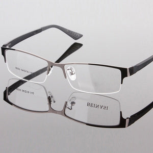 Men's Metal Frame Clear Lens Half Rim Eyewear Glasses 3 Colors Spectacles