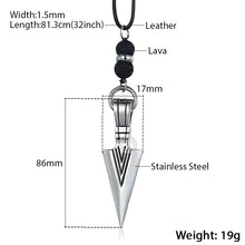 Load image into Gallery viewer, Men&#39;s Necklace Stainless Steel Arrow Pendant Lava Bead 2018 Long Leather Necklace For Men 32inch Punk Jewelry Dropshipping KDN11