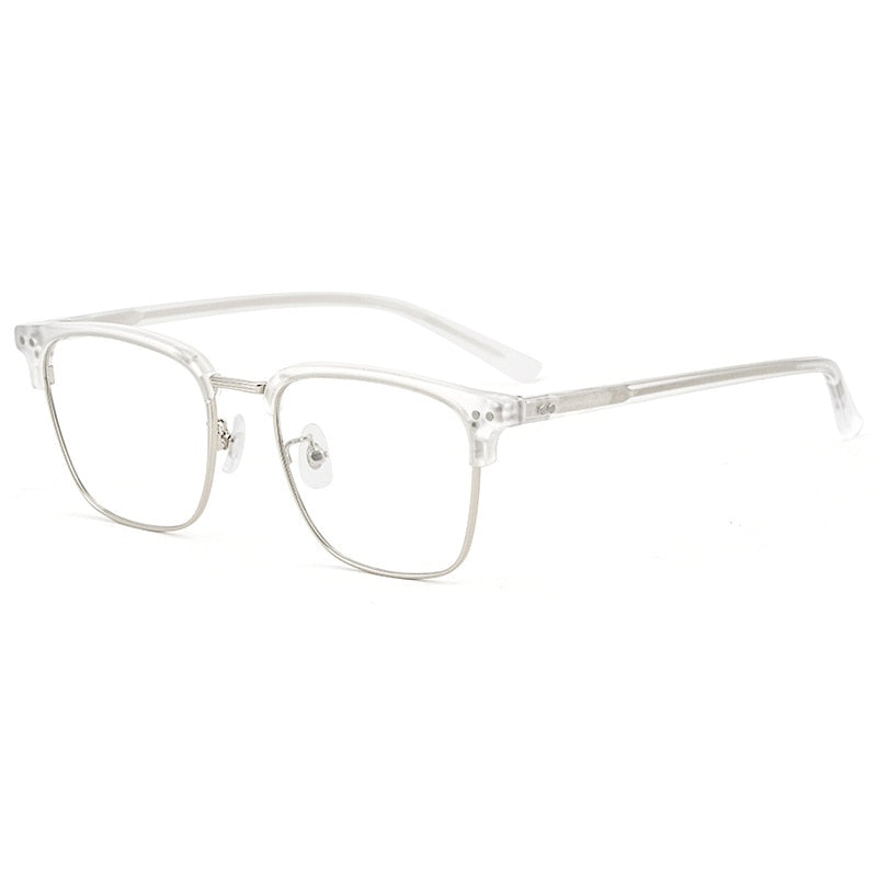 Men's Retro Simple Semi-Titanium Glasses Frame Sheet EyeBrow Glasses Frame Ultralight Myopia Optical Glasses OY1002