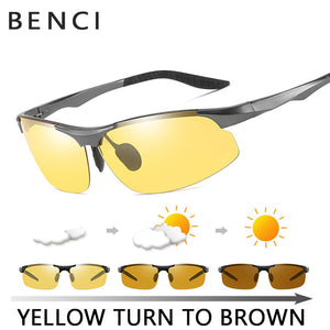 Occhiali per la visione notturna da uomo Occhiali HD Sight Occhiali camaleonte Occhiali da sole polarizzati maschili gialli per conducente Oculos Gafas de sol