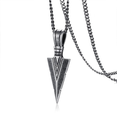 Men's Oxidized Vintage Spearhead Pendant Necklace for Men Stainless Steel Determination of Spirit Tribal Adventures Male Jewelry