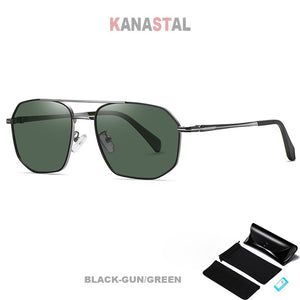 Men's Polarized Sunglasses Anti UV Bicolor Metal Polygon Frame Eyewear Outdoor Traveling Riding Fishing Sun Eyeglasses Men Retro