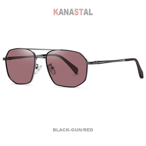 Men's Polarized Sunglasses Anti UV Bicolor Metal Polygon Frame Eyewear Outdoor Traveling Riding Fishing Sun Eyeglasses Men Retro