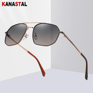 Men's Polarized Sunglasses Anti UV Bicolor Metal Polygon Frame Eyewear Outdoor Traveling Riding Fishing Sun Eyeglasses Men Retro