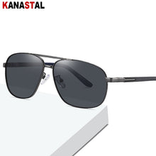 Load image into Gallery viewer, Men&#39;s Polarized Sunglasses UV400 Metal Bicolor Square Frame Visor Eyewear Fishing Driving Outdoor Sports Sun Glasses Men Retro