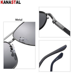 Men's Polarized Sunglasses UV400 Metal Bicolor Square Frame Visor Eyewear Fishing Driving Outdoor Sports Sun Glasses Men Retro