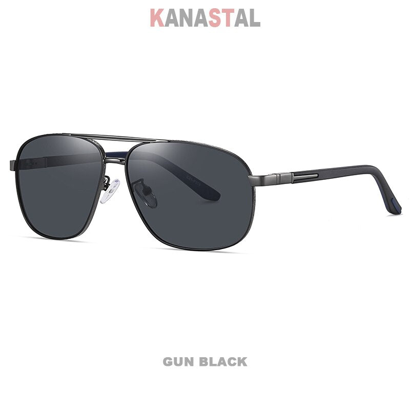 Men's Polarized Sunglasses UV400 Metal Bicolor Square Frame Visor Eyewear Fishing Driving Outdoor Sports Sun Glasses Men Retro