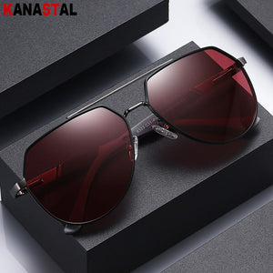 Men's Polarized Sunglasses UV400 Metal Double Beam Toad Frame Visor Eyewear Fishing Driving Outdoor Sports Sun Glasses Men Retro