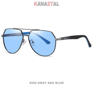 Men's Polarized Sunglasses UV400 Metal Double Beam Toad Frame Visor Eyewear Fishing Driving Outdoor Sports Sun Glasses Men Retro