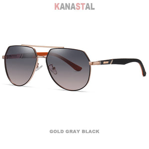 Men's Polarized Sunglasses UV400 Metal Double Beam Toad Frame Visor Eyewear Fishing Driving Outdoor Sports Sun Glasses Men Retro