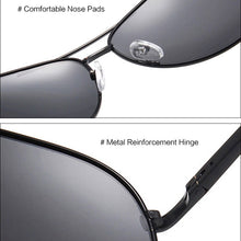 Load image into Gallery viewer, Men&#39;s Spring Hinge Polarized Pilot Sunglasses , UV400 Driving Aviation Sun Glasses ,Black Male Eyewear oculos de sol UV400 S103