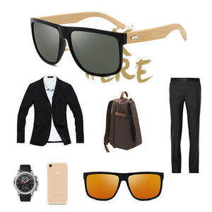 Men's Sunglasses Trend Personality Retro Vintage Anti-Uv Big Frame Wood Pc Uv400 Woman Europe America Cool Sunglasses