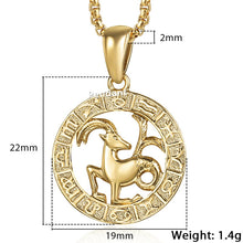 Carica l&#39;immagine nel visualizzatore di Gallery, Men&#39;s Women&#39;s 12 Horoscope Zodiac Sign Gold Pendant Necklace Aries Leo Wholesale Dropshipping 12 Constellations Jewelry GPM24