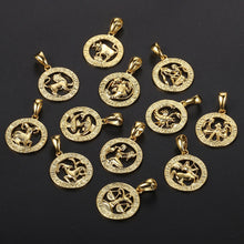 Carica l&#39;immagine nel visualizzatore di Gallery, Men&#39;s Women&#39;s 12 Horoscope Zodiac Sign Gold Pendant Necklace Aries Leo Wholesale Dropshipping 12 Constellations Jewelry GPM24
