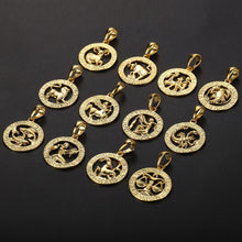 Carica l&#39;immagine nel visualizzatore di Gallery, Men&#39;s Women&#39;s 12 Horoscope Zodiac Sign Gold Pendant Necklace Aries Leo Wholesale Dropshipping 12 Constellations Jewelry GPM24