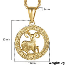 Carica l&#39;immagine nel visualizzatore di Gallery, Men&#39;s Women&#39;s 12 Horoscope Zodiac Sign Gold Pendant Necklace Aries Leo Wholesale Dropshipping 12 Constellations Jewelry GPM24