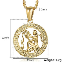Carica l&#39;immagine nel visualizzatore di Gallery, Men&#39;s Women&#39;s 12 Horoscope Zodiac Sign Gold Pendant Necklace Aries Leo Wholesale Dropshipping 12 Constellations Jewelry GPM24