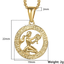 Carica l&#39;immagine nel visualizzatore di Gallery, Men&#39;s Women&#39;s 12 Horoscope Zodiac Sign Gold Pendant Necklace Aries Leo Wholesale Dropshipping 12 Constellations Jewelry GPM24