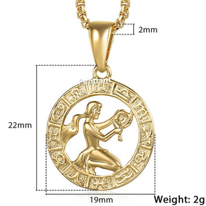 Men's Women's 12 Horoscope Zodiac Sign Gold Pendant Necklace Aries Leo Wholesale Dropshipping 12 Constellations Jewelry GPM24