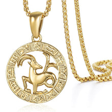 Carica l&#39;immagine nel visualizzatore di Gallery, Men&#39;s Women&#39;s 12 Horoscope Zodiac Sign Gold Pendant Necklace Aries Leo Wholesale Dropshipping 12 Constellations Jewelry GPM24