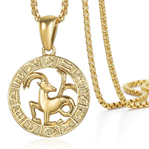Men's Women's 12 Horoscope Zodiac Sign Gold Pendant Necklace Aries Leo Wholesale Dropshipping 12 Constellations Jewelry GPM24