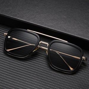 Men's and women's square frames driving sunshade men's sunglasses Iron Man glasses retro decorative men's sunglasses