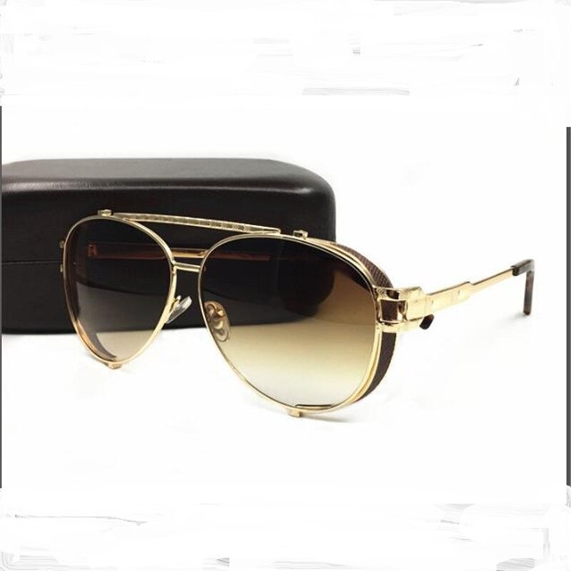 Men's  sunglasses Round glasses with metal frames Classic brown leather box Woman sunglasses