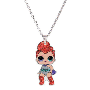 Acrylic Cartoon Girl Necklaces & Pendants Little Girl's Jewelry Necklace Flatback Resin Charm Necklace Ras De Cou