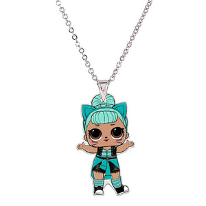 Acrylic Cartoon Girl Necklaces & Pendants Little Girl's Jewelry Necklace Flatback Resin Charm Necklace Ras De Cou