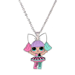 Acrylic Cartoon Girl Necklaces & Pendants Little Girl's Jewelry Necklace Flatback Resin Charm Necklace Ras De Cou