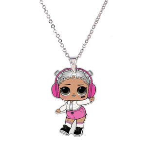 Acrylic Cartoon Girl Necklaces & Pendants Little Girl's Jewelry Necklace Flatback Resin Charm Necklace Ras De Cou