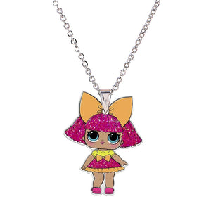 Acrylic Cartoon Girl Necklaces & Pendants Little Girl's Jewelry Necklace Flatback Resin Charm Necklace Ras De Cou
