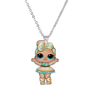 Acrylic Cartoon Girl Necklaces & Pendants Little Girl's Jewelry Necklace Flatback Resin Charm Necklace Ras De Cou