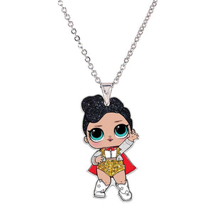 Acrylic Cartoon Girl Necklaces & Pendants Little Girl's Jewelry Necklace Flatback Resin Charm Necklace Ras De Cou