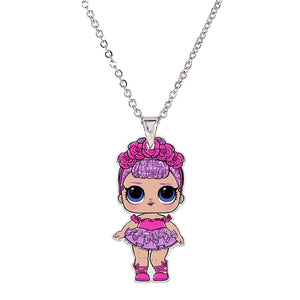 Acrylic Cartoon Girl Necklaces & Pendants Little Girl's Jewelry Necklace Flatback Resin Charm Necklace Ras De Cou