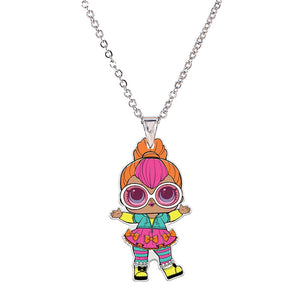 Acrylic Cartoon Girl Necklaces & Pendants Little Girl's Jewelry Necklace Flatback Resin Charm Necklace Ras De Cou