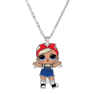 Acrylic Cartoon Girl Necklaces & Pendants Little Girl's Jewelry Necklace Flatback Resin Charm Necklace Ras De Cou