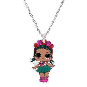 Acrylic Cartoon Girl Necklaces & Pendants Little Girl's Jewelry Necklace Flatback Resin Charm Necklace Ras De Cou